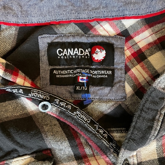 CANADA WEATHER GEAR Black & Red Plaid Flannel Shirt - Picture 2 of 3